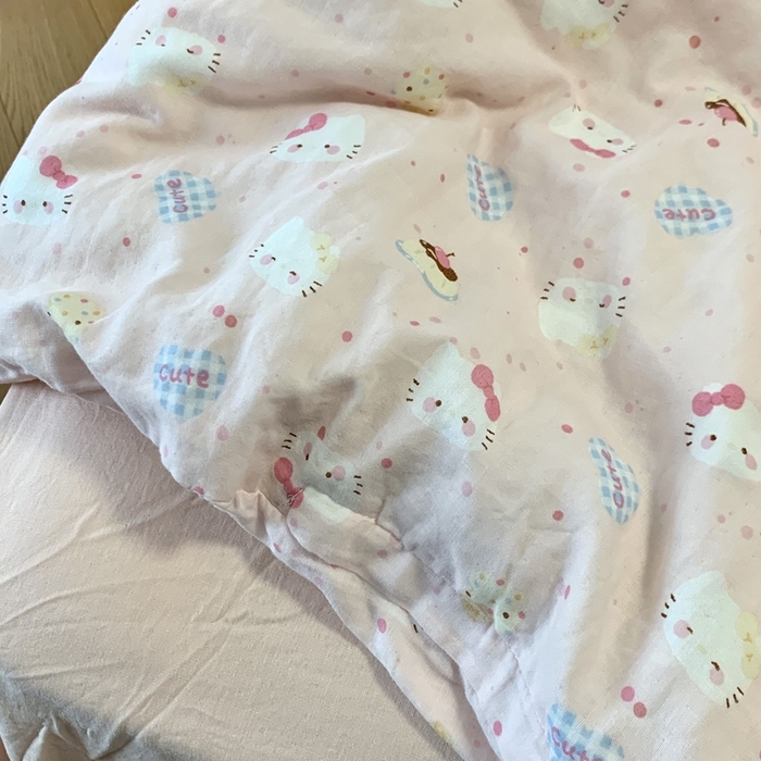 91家纺网 家纺一手货源 找家纺 源启生活 2025新款A类全棉双层纱四件套 粉粉猫