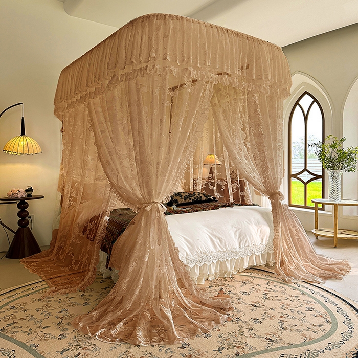 91家纺网 家纺一手货源 找家纺 （总）都市缘蚊帐 2026新款303欧式浪漫导轨蕾丝提花蚊帐