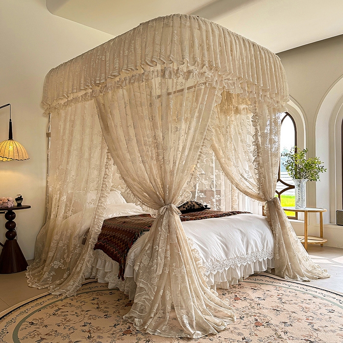 91家纺网 家纺一手货源 找家纺 （总）都市缘蚊帐 2026新款303欧式浪漫导轨蕾丝提花蚊帐