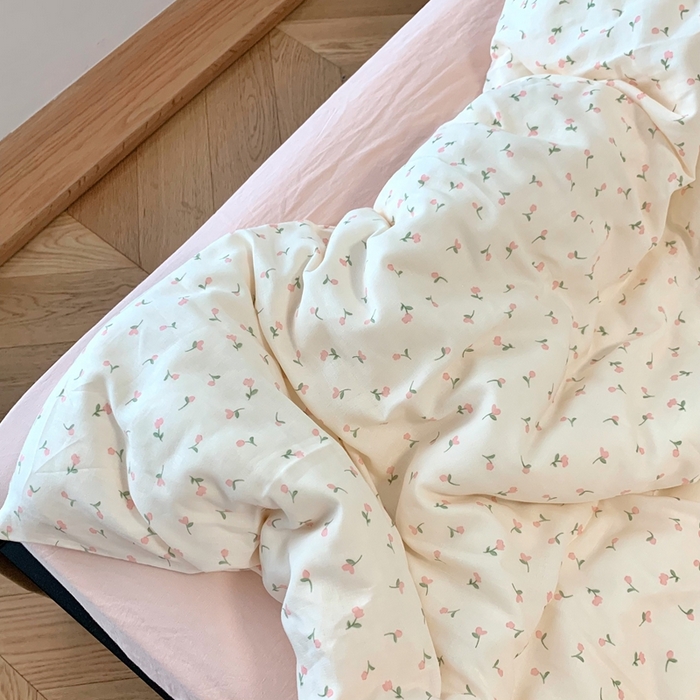 91家纺网 家纺一手货源 找家纺 源启生活 2025新款A类全棉双层纱四件套 粉诺