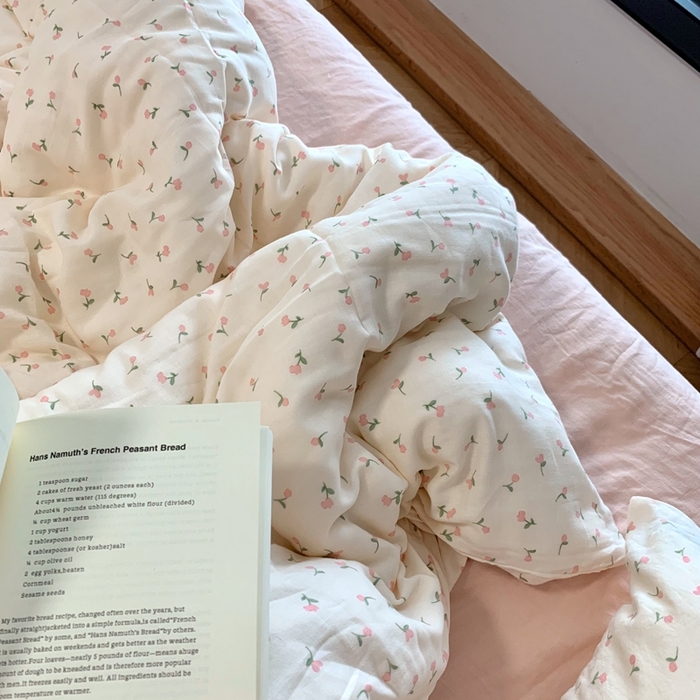 91家纺网 家纺一手货源 找家纺 源启生活 2025新款A类全棉双层纱四件套 粉诺