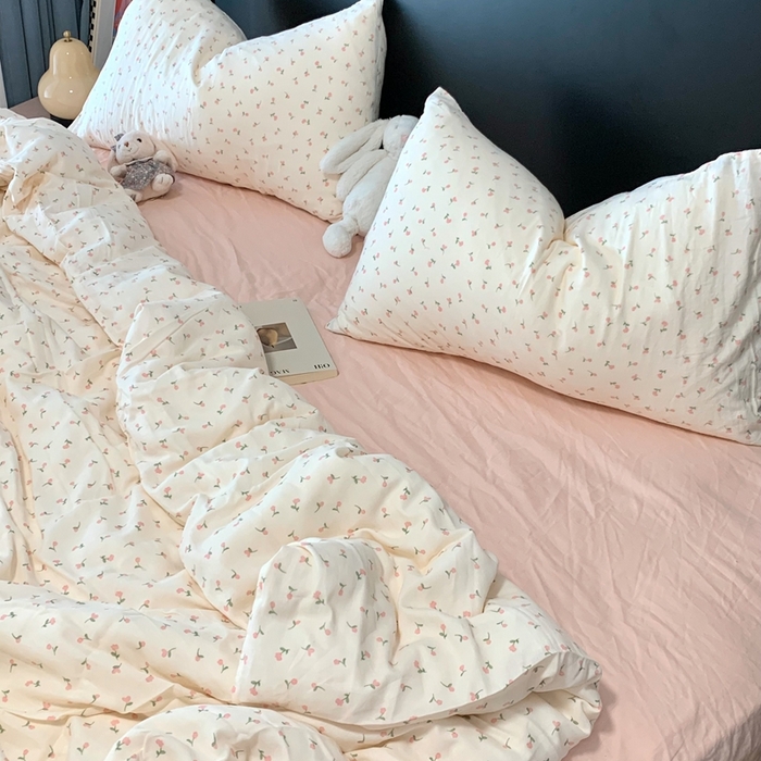 源启生活 2025新款A类全棉双层纱四件套 粉诺