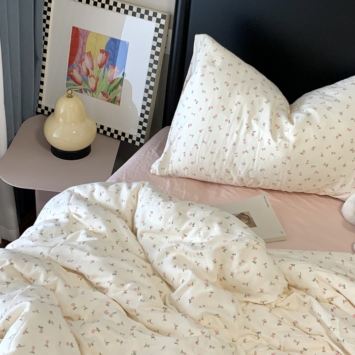 91家纺网 家纺一手货源 找家纺 源启生活 2025新款A类全棉双层纱四件套 粉诺