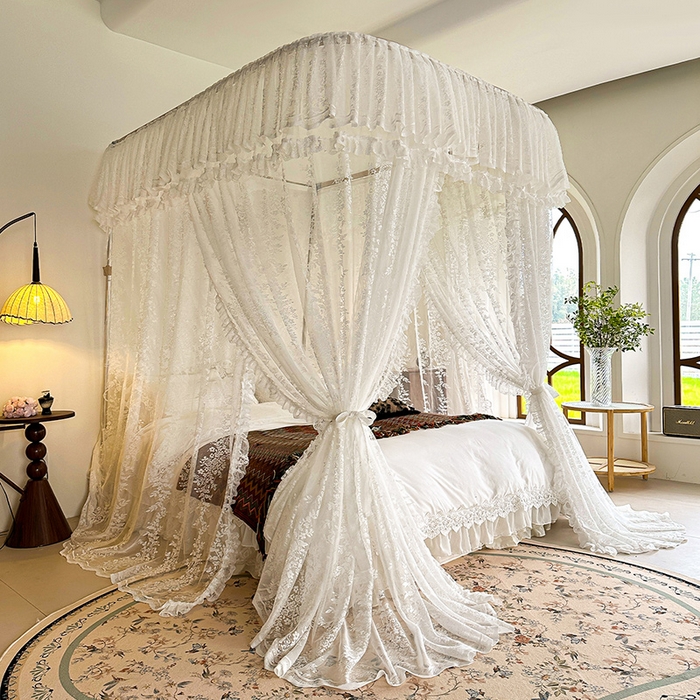 91家纺网 家纺一手货源 找家纺 （总）都市缘蚊帐 2026新款303欧式浪漫导轨蕾丝提花蚊帐