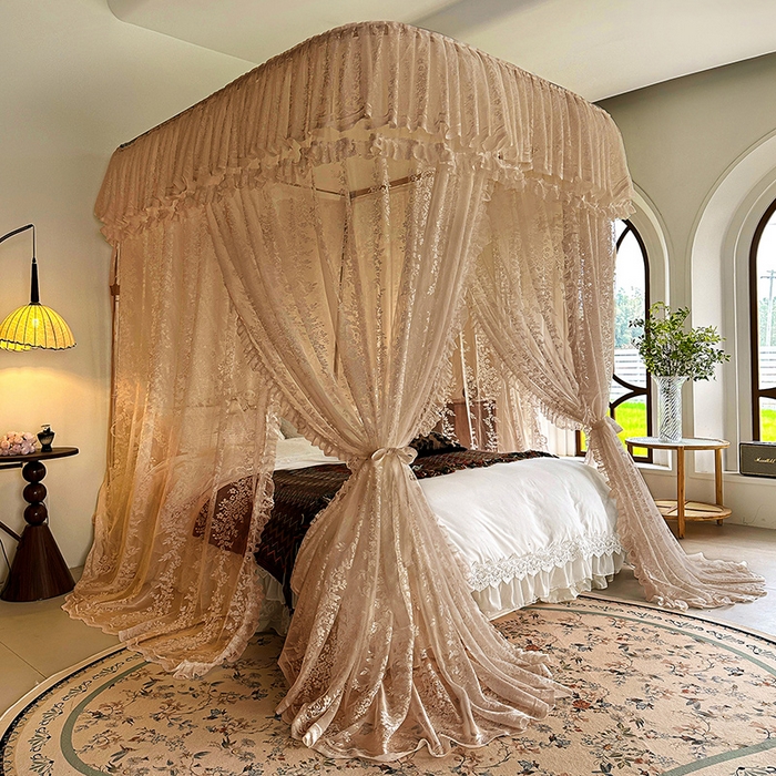 91家纺网 家纺一手货源 找家纺 （总）都市缘蚊帐 2026新款303欧式浪漫导轨蕾丝提花蚊帐