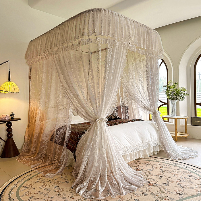 91家纺网 家纺一手货源 找家纺 （总）都市缘蚊帐 2026新款303欧式浪漫导轨蕾丝提花蚊帐