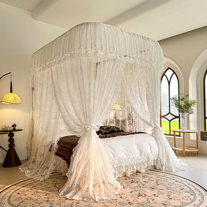 91家纺网 家纺一手货源 找家纺 （总）都市缘蚊帐 2026新款303欧式浪漫导轨蕾丝提花蚊帐