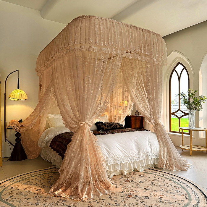 91家纺网 家纺一手货源 找家纺 （总）都市缘蚊帐 2026新款303欧式浪漫导轨蕾丝提花蚊帐