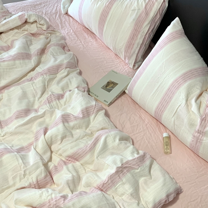 91家纺网 家纺一手货源 找家纺 源启生活 2025新款A类全棉双层纱四件套 简爱粉