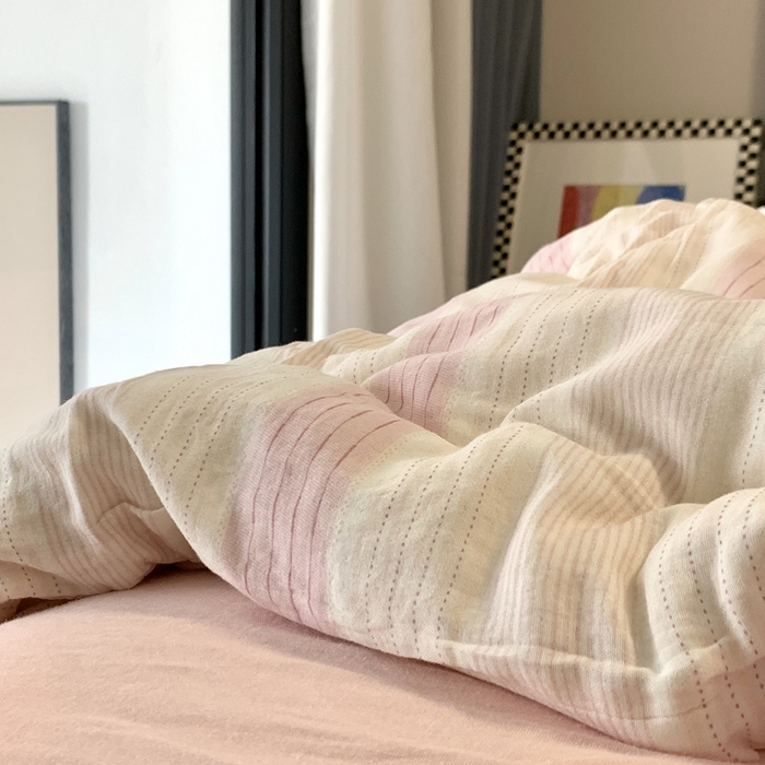 91家纺网 家纺一手货源 找家纺 源启生活 2025新款A类全棉双层纱四件套 简爱粉