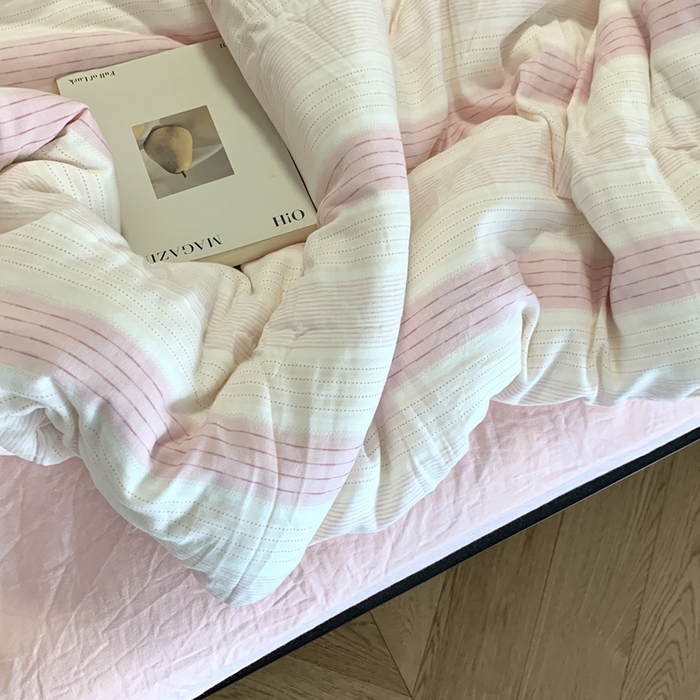 91家纺网 家纺一手货源 找家纺 源启生活 2025新款A类全棉双层纱四件套 简爱粉