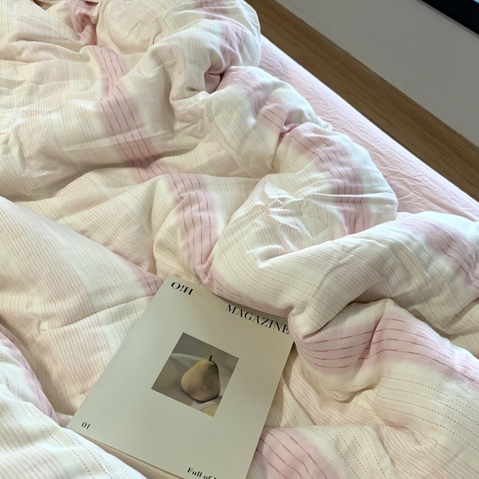 91家纺网 家纺一手货源 找家纺 源启生活 2025新款A类全棉双层纱四件套 简爱粉