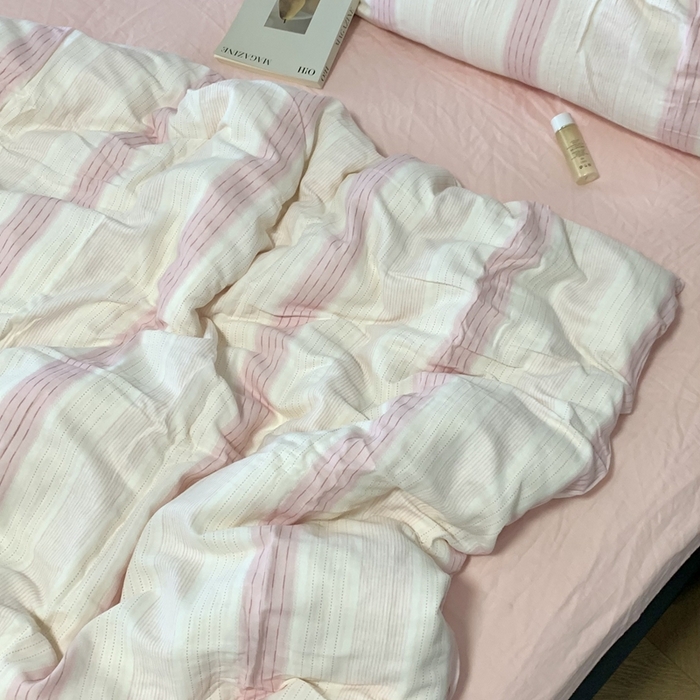 源启生活 2025新款A类全棉双层纱四件套 简爱粉