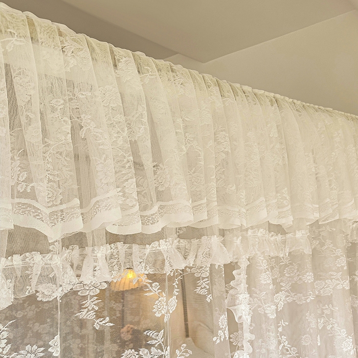 91家纺网 家纺一手货源 找家纺 都市缘蚊帐 2026新款303欧式浪漫导轨蕾丝提花蚊帐 303可可庄园-奶油白
