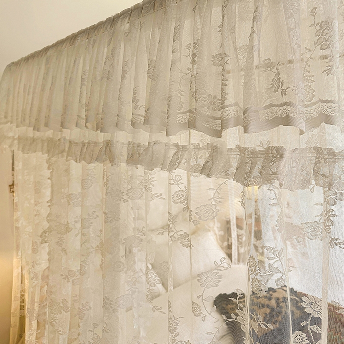 91家纺网 家纺一手货源 找家纺 都市缘蚊帐 2026新款303欧式浪漫导轨蕾丝提花蚊帐 303可可庄园-奶油白
