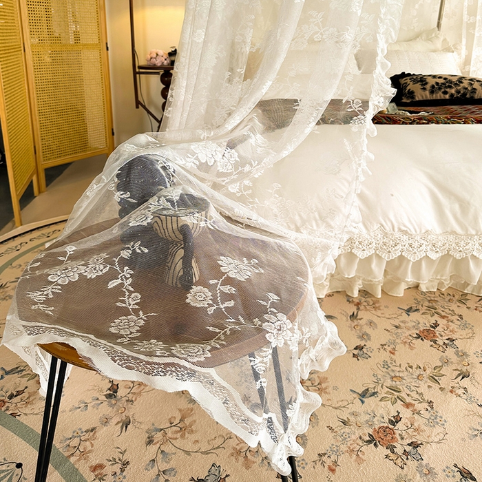 91家纺网 家纺一手货源 找家纺 都市缘蚊帐 2026新款303欧式浪漫导轨蕾丝提花蚊帐 303可可庄园-奶油白