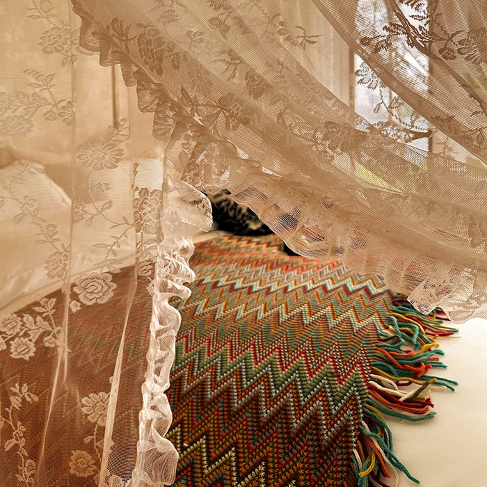 91家纺网 家纺一手货源 找家纺 都市缘蚊帐 2026新款303欧式浪漫导轨蕾丝提花蚊帐 303可可庄园-奶油香槟