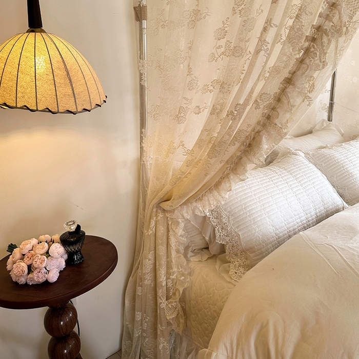 91家纺网 家纺一手货源 找家纺 都市缘蚊帐 2026新款303欧式浪漫导轨蕾丝提花蚊帐 303可可庄园-奶油杏
