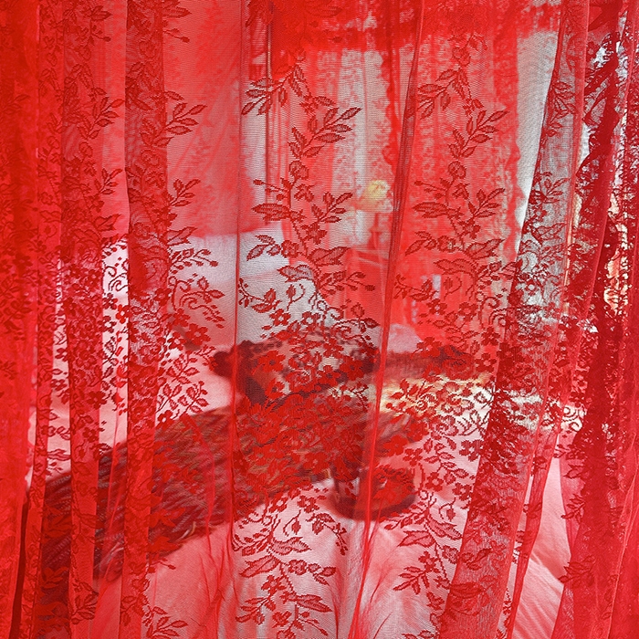 91家纺网 家纺一手货源 找家纺 都市缘蚊帐 2026新款303欧式浪漫导轨蕾丝提花蚊帐 303玫瑰庄园-安哥拉红