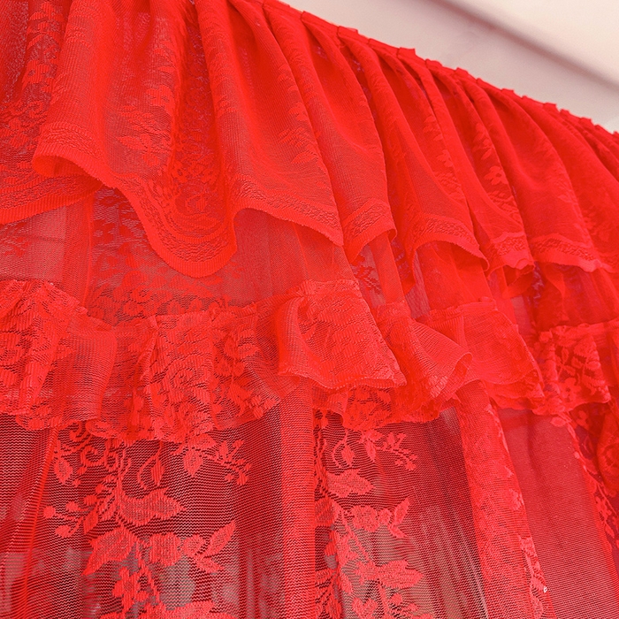 91家纺网 家纺一手货源 找家纺 都市缘蚊帐 2026新款303欧式浪漫导轨蕾丝提花蚊帐 303玫瑰庄园-安哥拉红