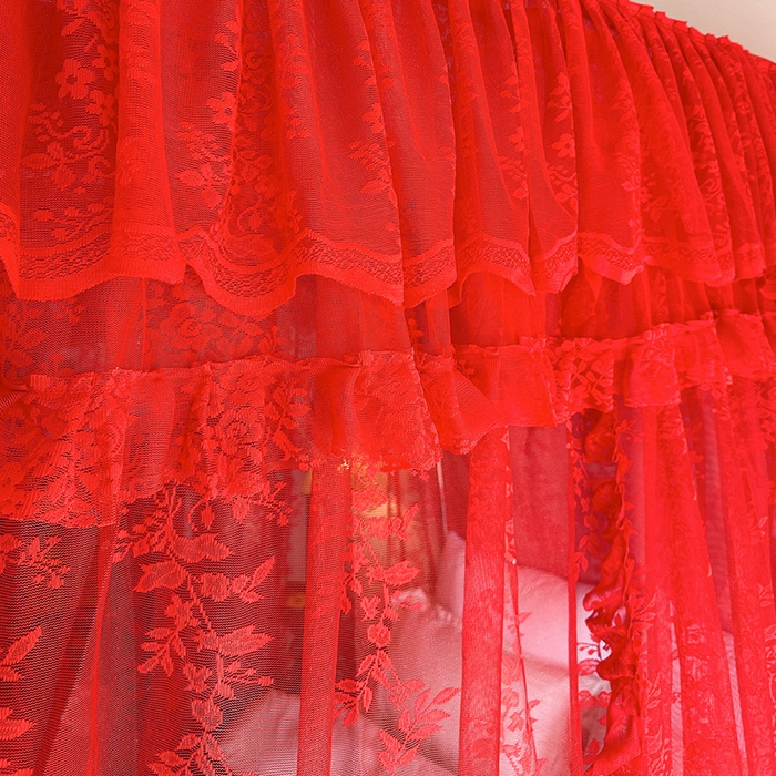 91家纺网 家纺一手货源 找家纺 都市缘蚊帐 2026新款303欧式浪漫导轨蕾丝提花蚊帐 303玫瑰庄园-安哥拉红