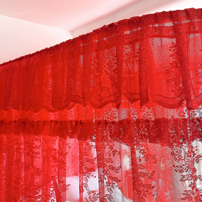 91家纺网 家纺一手货源 找家纺 都市缘蚊帐 2026新款303欧式浪漫导轨蕾丝提花蚊帐 303玫瑰庄园-安哥拉红