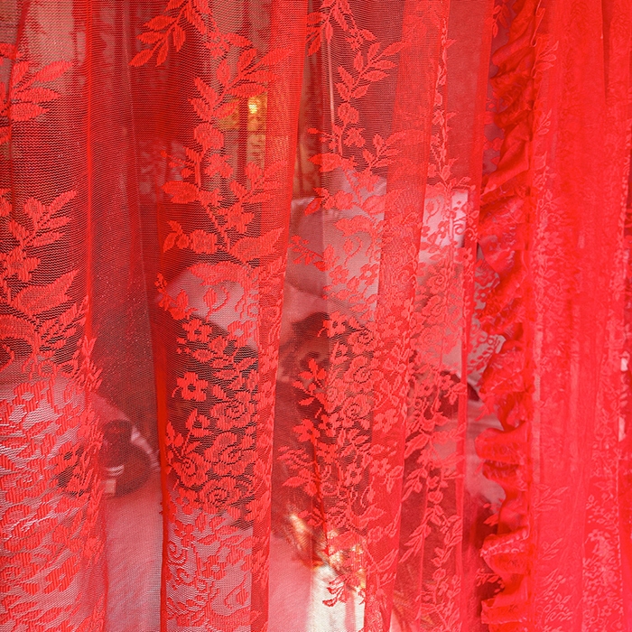 91家纺网 家纺一手货源 找家纺 都市缘蚊帐 2026新款303欧式浪漫导轨蕾丝提花蚊帐 303玫瑰庄园-安哥拉红