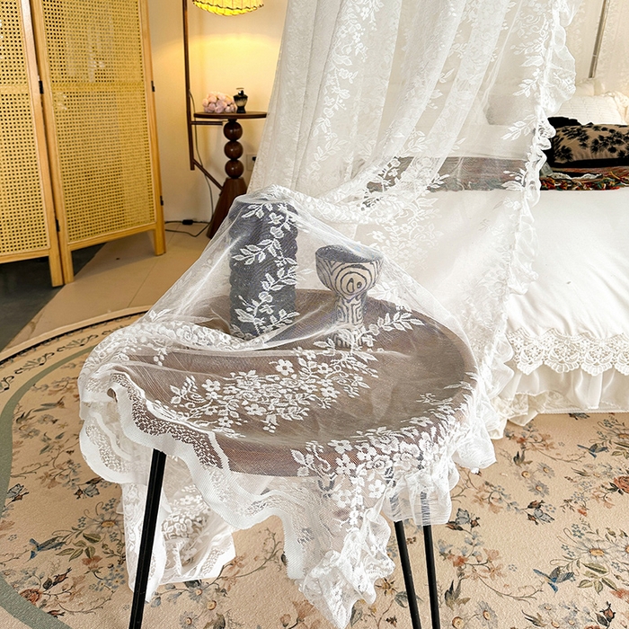 91家纺网 家纺一手货源 找家纺 都市缘蚊帐 2026新款303欧式浪漫导轨蕾丝提花蚊帐 303玫瑰庄园-奶油白