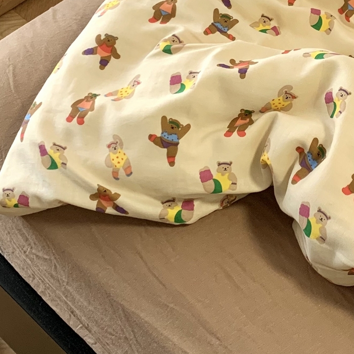 91家纺网 家纺一手货源 找家纺 源启生活 2025新款A类全棉双层纱四件套 啾啾熊