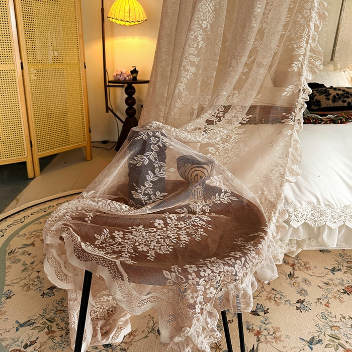 91家纺网 家纺一手货源 找家纺 都市缘蚊帐 2026新款303欧式浪漫导轨蕾丝提花蚊帐 303玫瑰庄园-奶油香槟