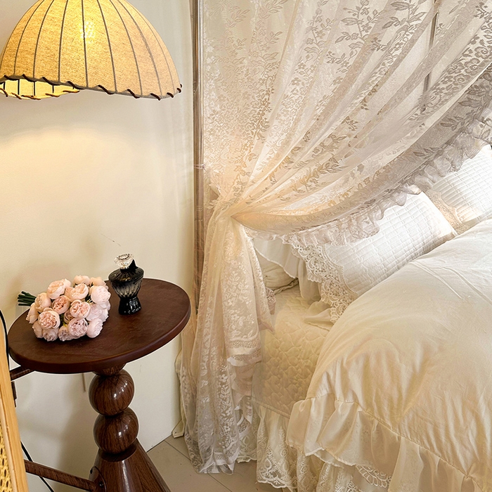 91家纺网 家纺一手货源 找家纺 都市缘蚊帐 2026新款303欧式浪漫导轨蕾丝提花蚊帐 303玫瑰庄园-奶油杏