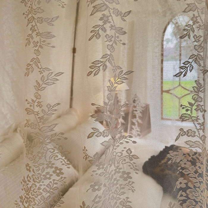 91家纺网 家纺一手货源 找家纺 都市缘蚊帐 2026新款303欧式浪漫导轨蕾丝提花蚊帐 303玫瑰庄园-奶油杏