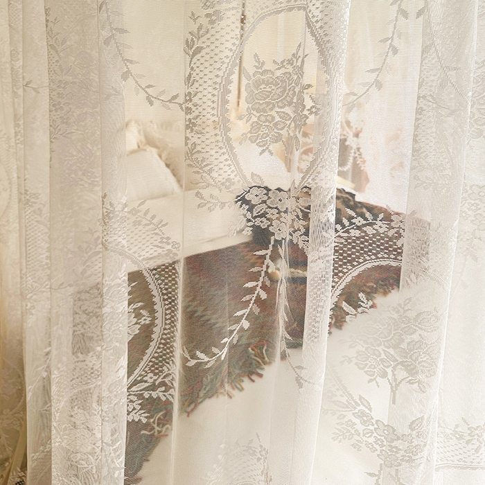 91家纺网 家纺一手货源 找家纺 都市缘蚊帐 2026新款303欧式浪漫导轨蕾丝提花蚊帐 303薇尔庄园-奶油白
