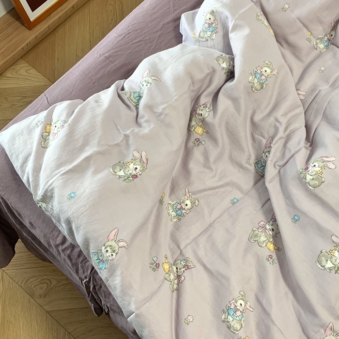 91家纺网 家纺一手货源 找家纺 源启生活 2025新款A类全棉双层纱四件套 妮可兔