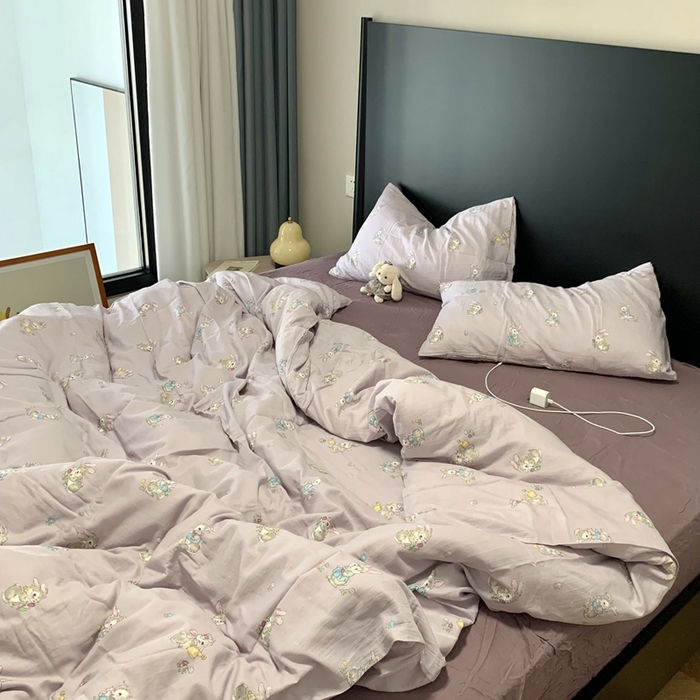 源启生活 2025新款A类全棉双层纱四件套 妮可兔