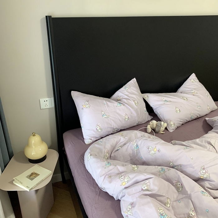 91家纺网 家纺一手货源 找家纺 源启生活 2025新款A类全棉双层纱四件套 妮可兔