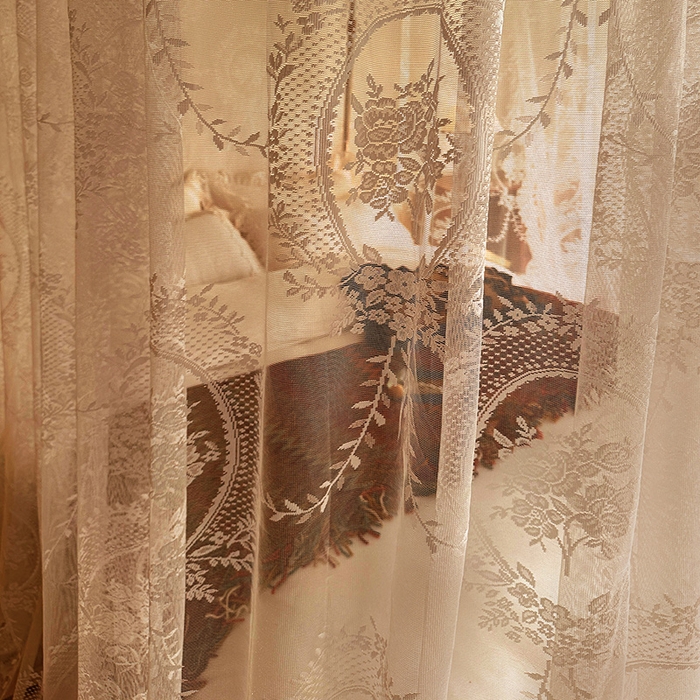 91家纺网 家纺一手货源 找家纺 都市缘蚊帐 2026新款303欧式浪漫导轨蕾丝提花蚊帐 303薇尔庄园-奶油香槟