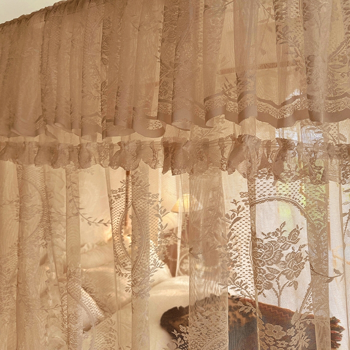 91家纺网 家纺一手货源 找家纺 都市缘蚊帐 2026新款303欧式浪漫导轨蕾丝提花蚊帐 303薇尔庄园-奶油香槟