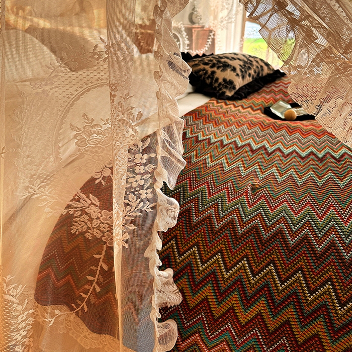 91家纺网 家纺一手货源 找家纺 都市缘蚊帐 2026新款303欧式浪漫导轨蕾丝提花蚊帐 303薇尔庄园-奶油香槟