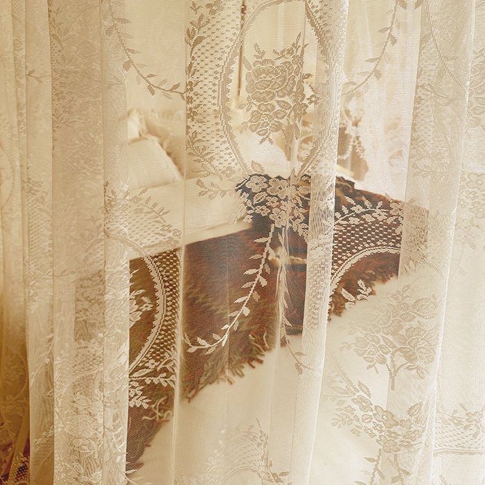 91家纺网 家纺一手货源 找家纺 都市缘蚊帐 2026新款303欧式浪漫导轨蕾丝提花蚊帐 303薇尔庄园-奶油杏
