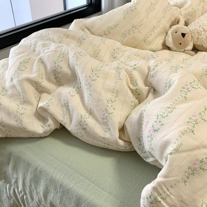 91家纺网 家纺一手货源 找家纺 源启生活 2025新款A类全棉双层纱四件套 情书