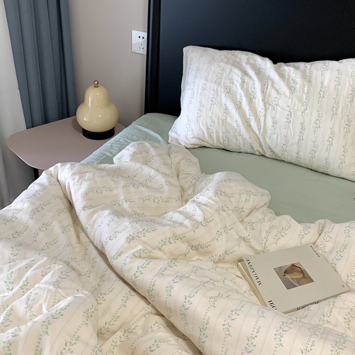 91家纺网 家纺一手货源 找家纺 源启生活 2025新款A类全棉双层纱四件套 情书