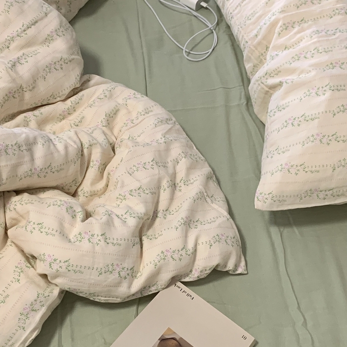 91家纺网 家纺一手货源 找家纺 源启生活 2025新款A类全棉双层纱四件套 情书