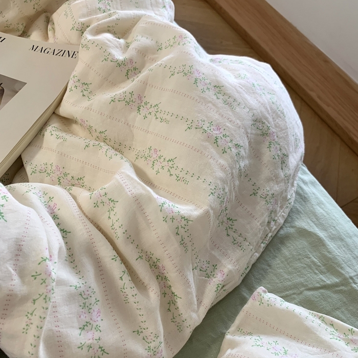 91家纺网 家纺一手货源 找家纺 源启生活 2025新款A类全棉双层纱四件套 情书