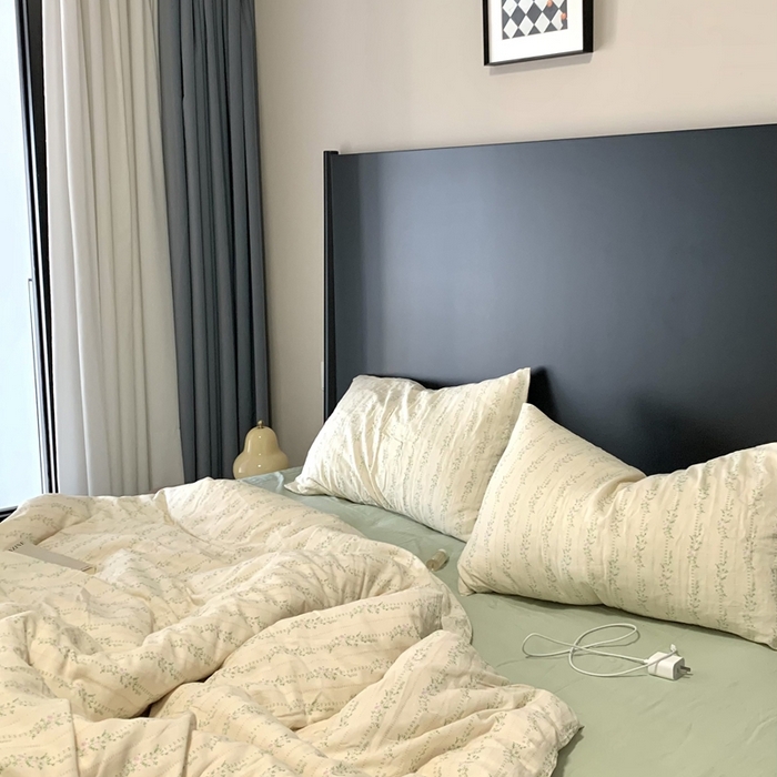 91家纺网 家纺一手货源 找家纺 源启生活 2025新款A类全棉双层纱四件套 情书