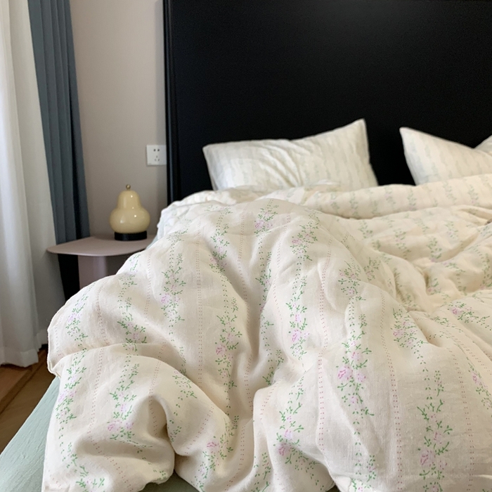 91家纺网 家纺一手货源 找家纺 源启生活 2025新款A类全棉双层纱四件套 情书