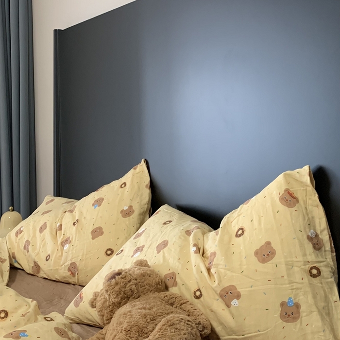 91家纺网 家纺一手货源 找家纺 源启生活 2025新款A类全棉双层纱四件套 曲奇小熊