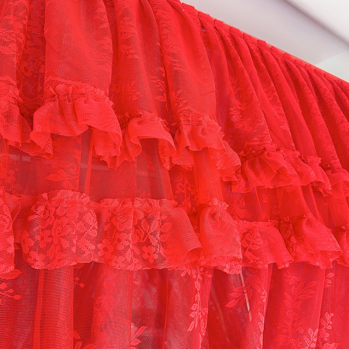 91家纺网 家纺一手货源 找家纺 （总）都市缘蚊帐 2026新款305双层蕾丝宫廷导轨蚊帐大红色婚庆