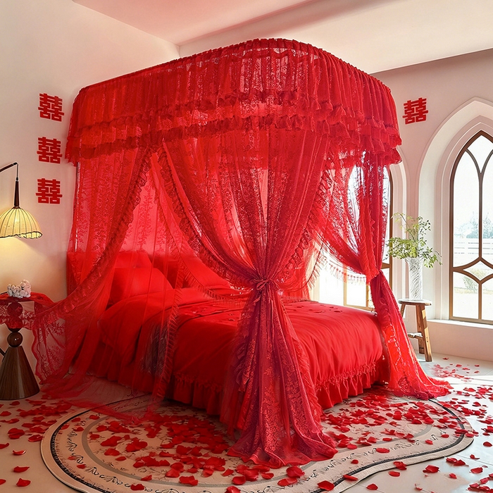 91家纺网 家纺一手货源 找家纺 （总）都市缘蚊帐  2025新款303法式提花蕾丝蚊帐