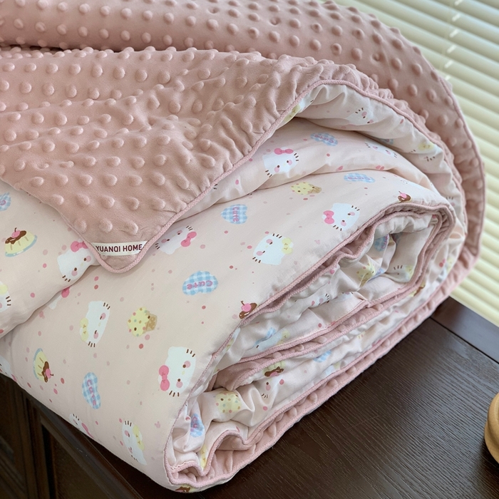 91家纺网 家纺一手货源 找家纺 源启生活 2025新款豆豆被 粉粉猫